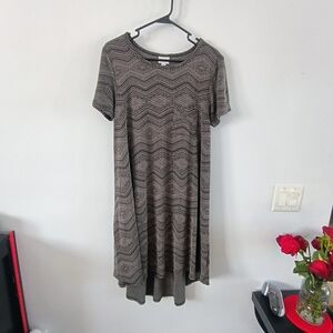 LuLaRoe Carly Geometric Chevron Swing Dress High Low Tunic Womens Medium